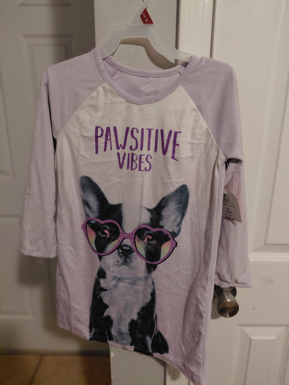 Pawsitive Vibes Lavender Dog Graphic Night Gown - Cute Sunglasses Design